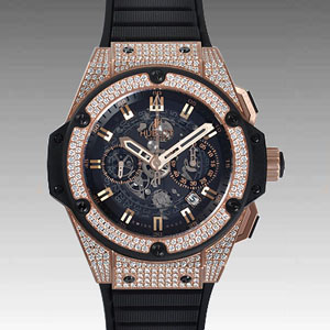 (HUBLOT)ウブロ 時計 コピー キングパワー ウニコ キングゴールド パヴェ 701.OX.0180.RX.1704