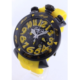 ガガミラノ時計コピークロノ48mm ラバー イエロー/ブラック メンズ 6054.4